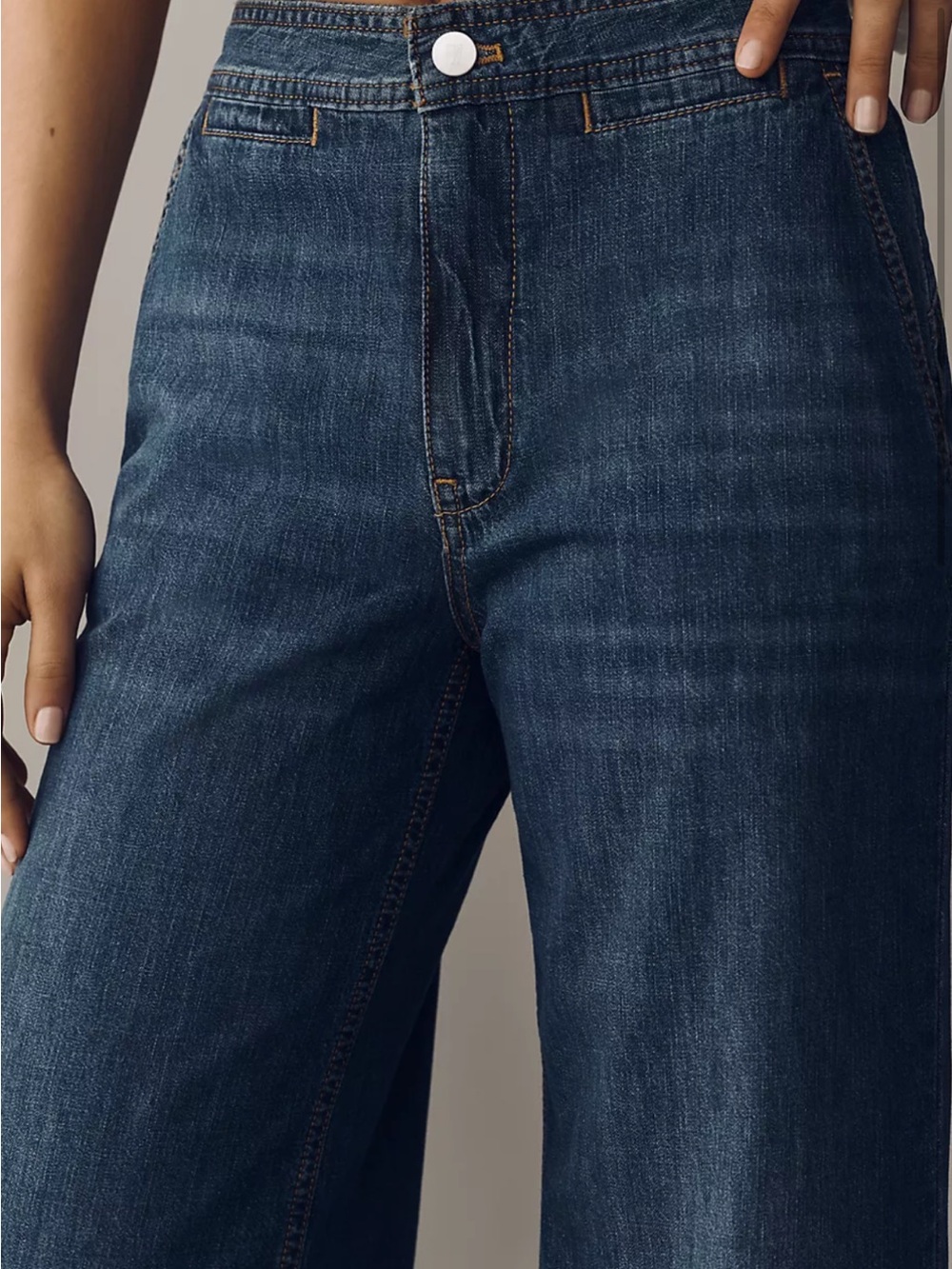 Pilcro Wide-Leg High-Rise Jeans in Dark Blue - Picture 2 of 5
